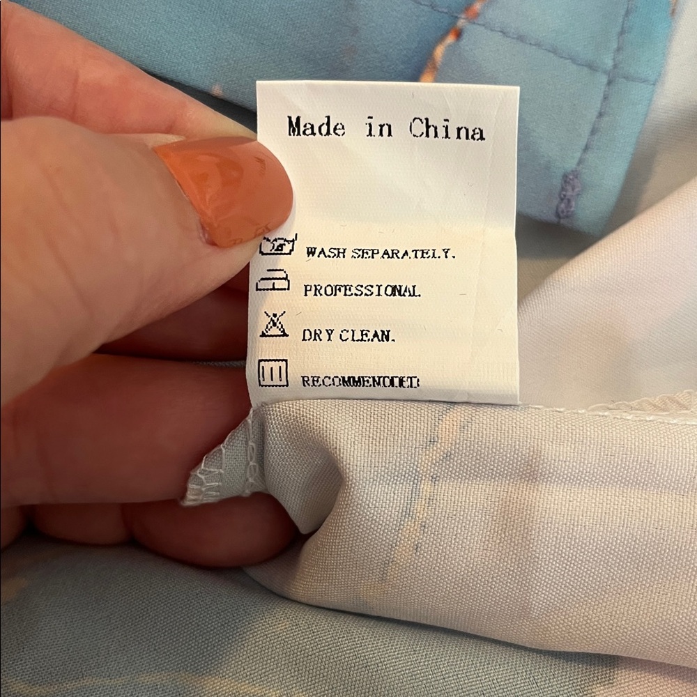 Zolucky Brand Blue and Gold Abstract Button-Up Shirt - Picture 3 of 9